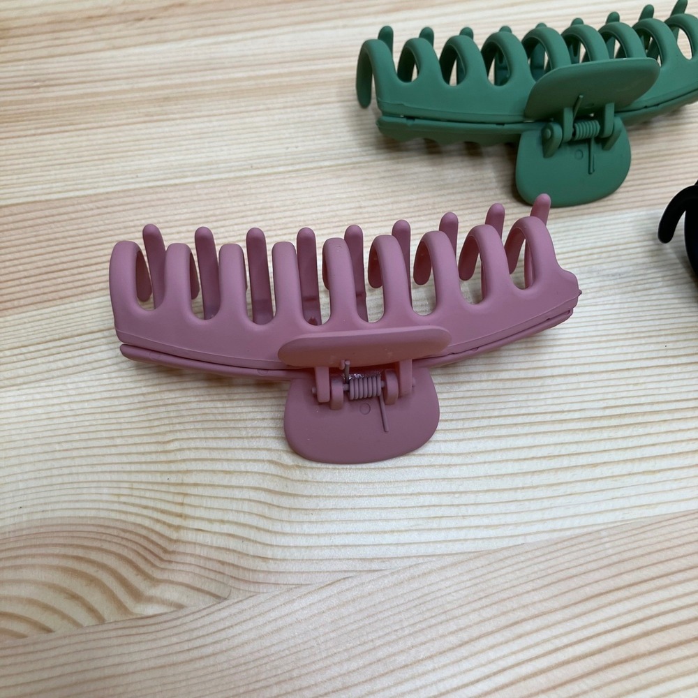 3pc Matte Large Claw Hair Clips Accessories Set Black Dusty Rose Pink Sage Green - Picture 13 of 16